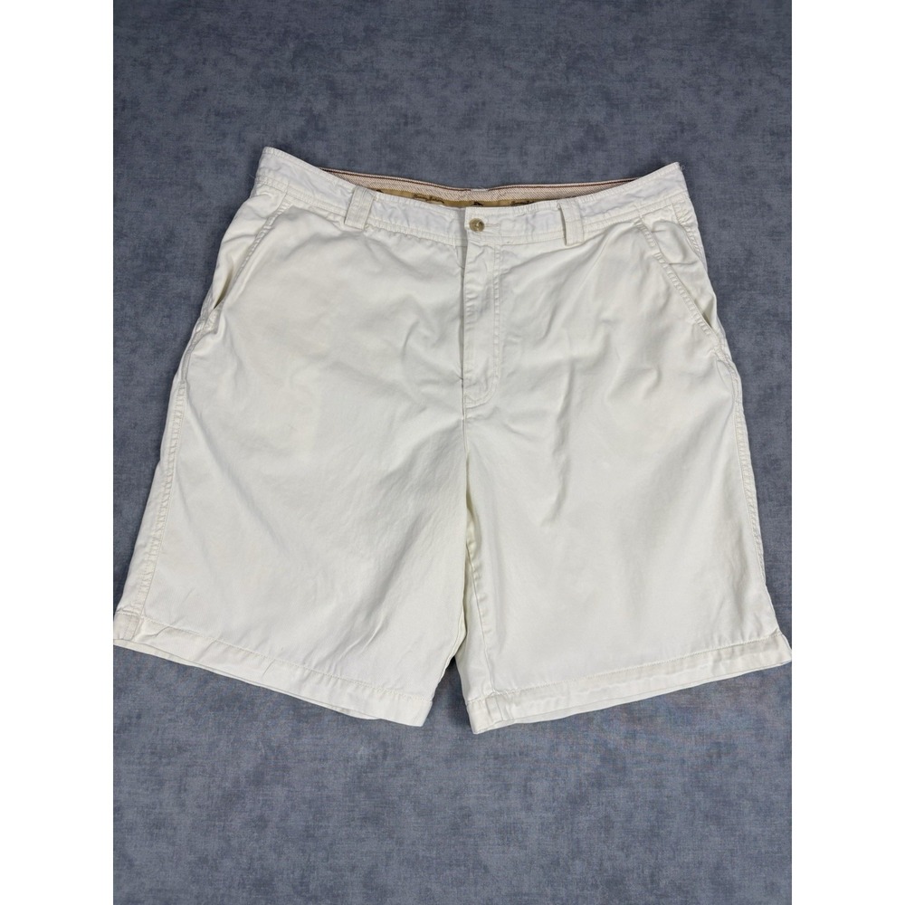 Tommy Bahama Mens Shorts 36 White Tencel Cotton Chino Flat Front 9" Inseam